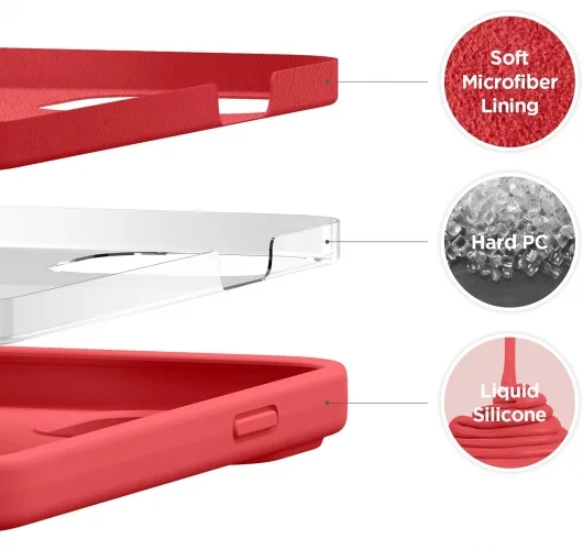 Apple iPhone 14 Plus (6.7) Kılıf İçi Kadife Mat Mara Lansman Silikon Kapak  - Kırmızı