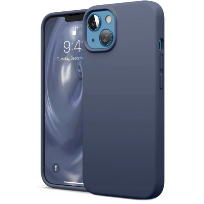 Apple iPhone 14 Plus (6.7) Kılıf İçi Kadife Mat Mara Lansman Silikon Kapak  - Lacivert