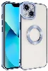 Apple iPhone 14 Plus (6.7) Kılıf Kamera Korumalı Silikon Logo Açık Omega Kapak - Mavi