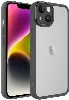 Apple iPhone 14 Plus (6.7) Kılıf Şeffaf Esnek Silikon Kenarları Buzlu Kamera Korumalı Post Kapak - Siyah