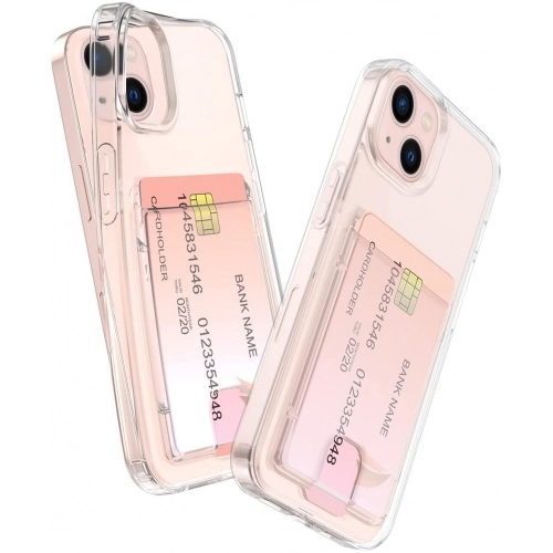 Apple iPhone 14 Plus (6.7) Kılıf Şeffaf Kartlıklı Silikon Kapak