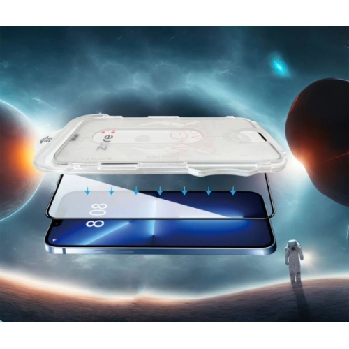 Apple iPhone 14 Plus (6.7) Kırılmaz Cam Ekran Koruyucu Kolay Uygulama Aparatlı 5D Magic Glass - Siyah