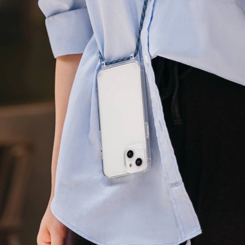 Apple iPhone 14 Plus Boyun Askılı Şok Önleyicili Şeffaf Switcheasy Play Kapak - Siyah