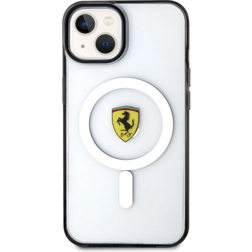 Apple iPhone 14 Plus Kılıf Ferrari Magsafe Şarj Özellikli Transparan Dizayn Kapak - Şeffaf