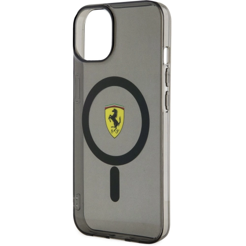 Apple iPhone 14 Plus Kılıf Ferrari Magsafe Şarj Özellikli Yarı Transparan Dizayn Kapak - Siyah
