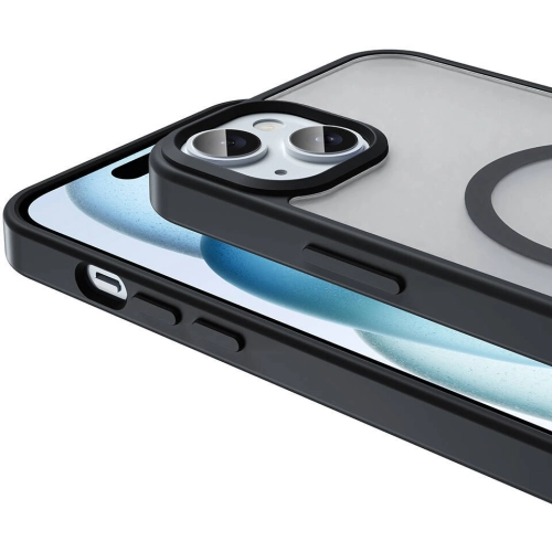 Apple iPhone 14 Plus (6.7) Kılıf Magsafe Şarj Özellikli Renkli Mat Arka Yüzey Sio Kapak - Lacivert