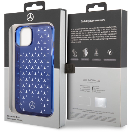 Apple iPhone 14 Plus Kılıf Mercedes Benz Transparan Yıldızlı Dizayn Kapak - Mavi