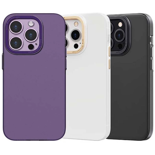 Apple iPhone 14 Plus (6.7) Kılıf Metal Kamera Çerçeveli Recci Glaze Serisi Kapak - Beyaz