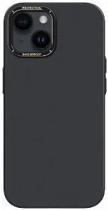 Apple iPhone 14 Plus (6.7) Kılıf Metal Kamera Çerçeveli Recci Glaze Serisi Kapak - Siyah