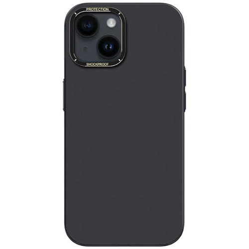 Apple iPhone 14 Plus (6.7) Kılıf Metal Kamera Çerçeveli Recci Glaze Serisi Kapak - Siyah