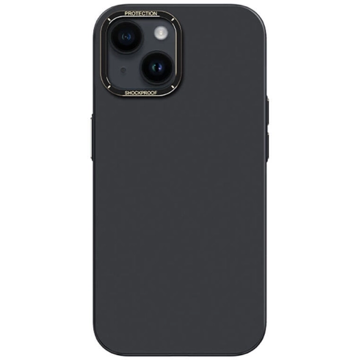 Apple iPhone 14 Plus (6.7) Kılıf Metal Kamera Çerçeveli Recci Glaze Serisi Kapak - Siyah