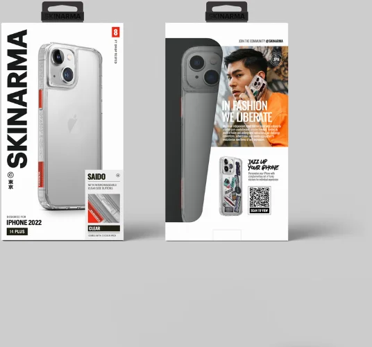 Apple iPhone 14 Plus Kılıf SkinArma Şeffaf Airbag Tasarımlı Saido Kapak - Şeffaf