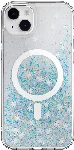 Apple iPhone 14 Plus Magsafe Şarj Özellikli Parlayan Simli Şeffaf Switcheasy Starfield-M Kapak - Mavi