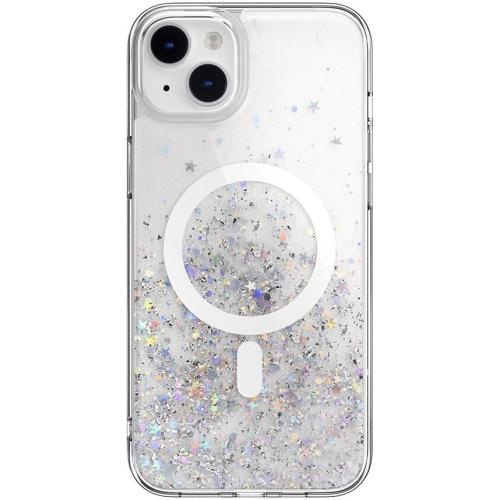 Apple iPhone 14 Plus Magsafe Şarj Özellikli Parlayan Simli Şeffaf Switcheasy Starfield-M Kapak - Şeffaf