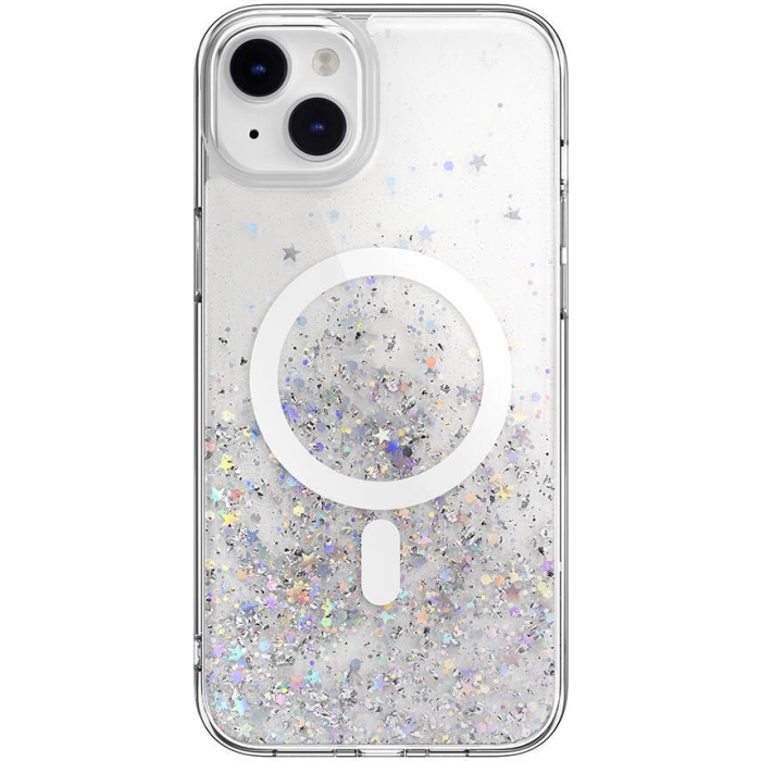 Apple iPhone 14 Plus Magsafe Şarj Özellikli Parlayan Simli Şeffaf Switcheasy Starfield-M Kapak - Şeffaf