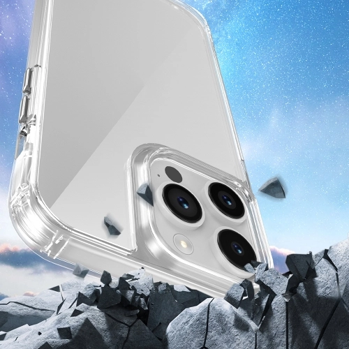 Apple iPhone 14 Pro (6.1) Kılıf Airbagli Takılabilir Askı Aparatlı Esnek Snap Silikon Kapak - Şeffaf