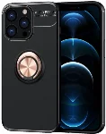 Apple iPhone 14 Pro (6.1) Kılıf Renkli Silikon Yüzüklü Standlı Auto Focus Ravel Kapak - Rose Gold