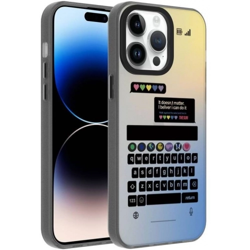 Apple iPhone 14 Pro (6.1) Kılıf Desenli Zore Dragon Sert Kapak - Klavye