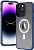 Apple iPhone 14 Pro (6.1) Kılıf Hibrit Wireless Şarj Özellikli Buzlu Silikon - Mavi