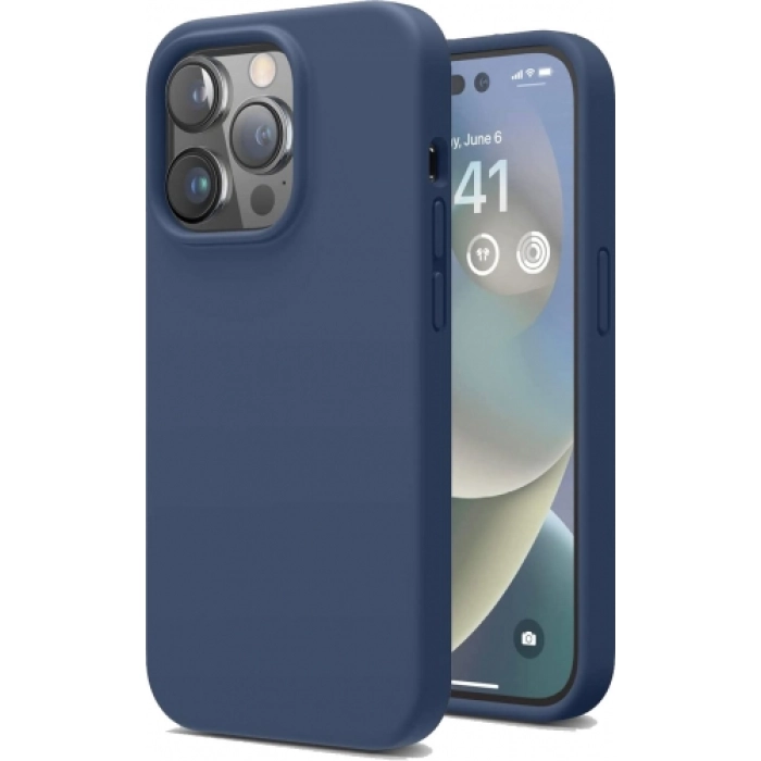 Apple iPhone 14 Pro (6.1) Kılıf İçi Kadife Mat Mara Lansman Silikon Kapak  - Lacivert