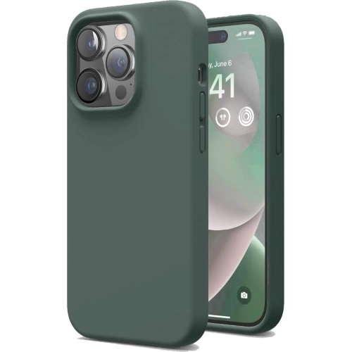 Apple iPhone 14 Pro (6.1) Kılıf İçi Kadife Mat Mara Lansman Silikon Kapak  - Yeşil