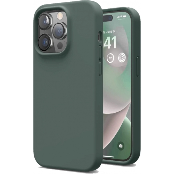 Apple iPhone 14 Pro (6.1) Kılıf İçi Kadife Mat Mara Lansman Silikon Kapak  - Yeşil