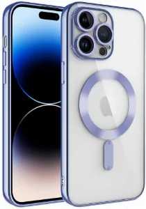 Apple iPhone 14 Pro (6.1) Kılıf Kamera Korumalı Şeffaf Magsafe Wireless Şarj Özellikli Demre Kapak - Lila