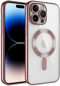 Apple iPhone 14 Pro (6.1) Kılıf Kamera Korumalı Şeffaf Magsafe Wireless Şarj Özellikli Demre Kapak - Rose Gold