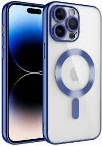 Apple iPhone 14 Pro (6.1) Kılıf Kamera Korumalı Şeffaf Magsafe Wireless Şarj Özellikli Demre Kapak - Sierra Mavi