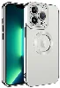 Apple iPhone 14 Pro (6.1) Kılıf Kamera Korumalı Silikon Logo Açık Omega Kapak - Gümüş