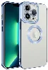 Apple iPhone 14 Pro (6.1) Kılıf Kamera Korumalı Silikon Logo Açık Omega Kapak - Mavi