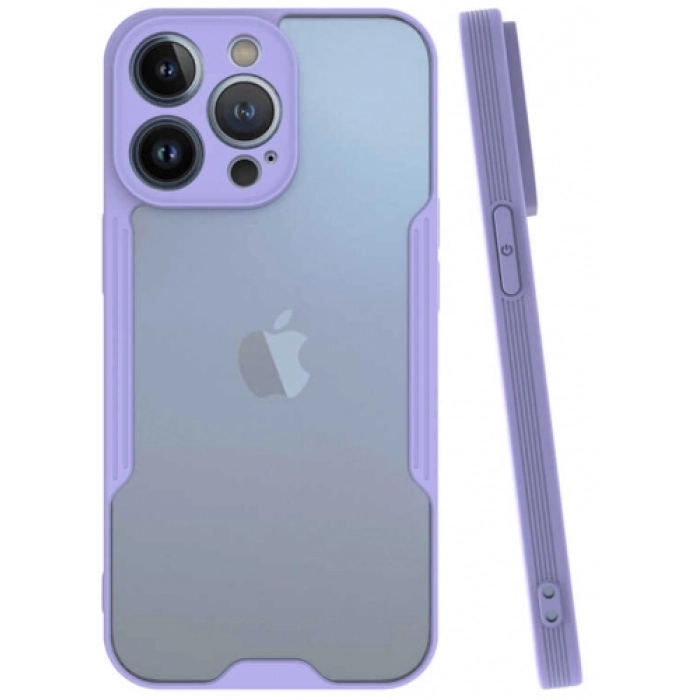 Apple iPhone 14 Pro (6.1) Kılıf Renkli Silikon Kamera Lens Korumalı Şeffaf Parfe Kapak - Lila