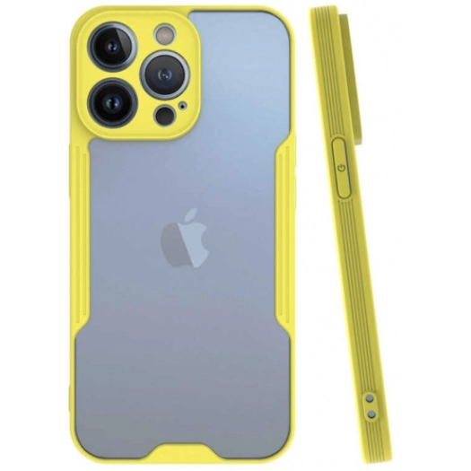 Apple iPhone 14 Pro (6.1) Kılıf Renkli Silikon Kamera Lens Korumalı Şeffaf Parfe Kapak - Sarı