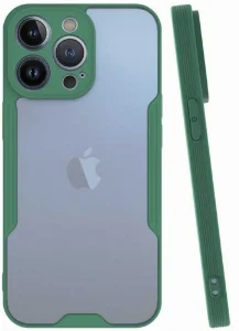 Apple iPhone 14 Pro (6.1) Kılıf Kamera Lens Korumalı Arkası Şeffaf Silikon Kapak - Yeşil