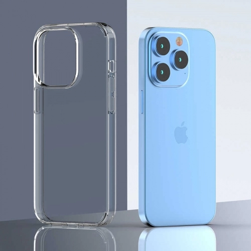 Apple iPhone 14 Pro (6.1) Kılıf Lux Korumalı Kenarları Silikon Arkası Sert Coss Kapak - Şeffaf