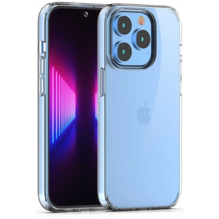 Apple iPhone 14 Pro (6.1) Kılıf Lux Korumalı Kenarları Silikon Arkası Sert Coss Kapak  - Şeffaf