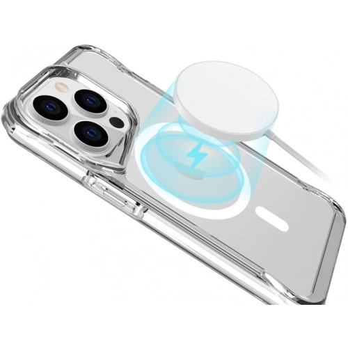 Apple iPhone 14 Pro (6.1) Kılıf MagSafe Özellikli TPU Kenarları Esnek T-Max Kapak - Şeffaf