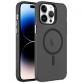 Apple iPhone 14 Pro (6.1) Kılıf Magsafe Şarj Özellikli Buzlu Transparan C-Pro Sert Kapak - Siyah