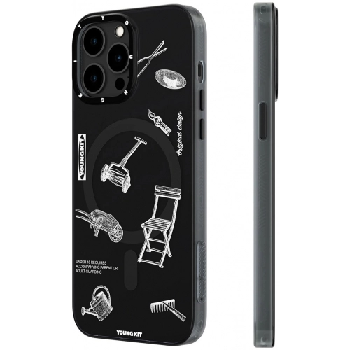 Apple iPhone 14 Pro (6.1) Kılıf Magsafe Şarj Özellikli Desenli Youngkit Plaything Serisi Kapak - Mor