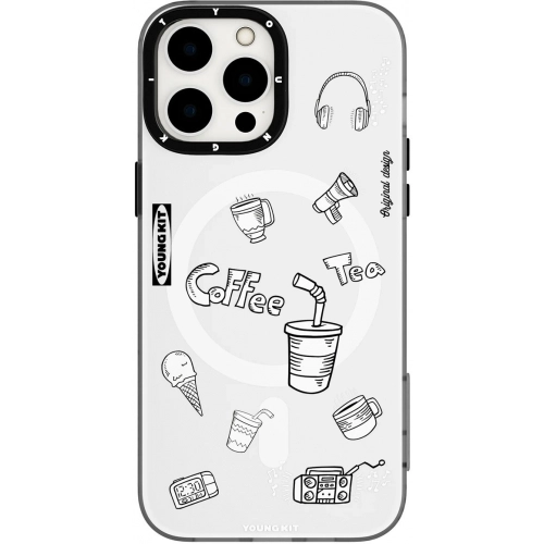 Apple iPhone 14 Pro (6.1) Kılıf Magsafe Şarj Özellikli Desenli Youngkit Plaything Serisi Kapak - Siyah