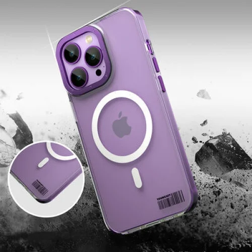 Apple iPhone 14 Pro (6.1) Kılıf Magsafe Şarj Özellikli Youngkit Coloured Glaze Serisi Kapak - Koyu Mor