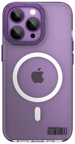 Apple iPhone 14 Pro (6.1) Kılıf Magsafe Şarj Özellikli Youngkit Coloured Glaze Serisi Kapak - Mavi