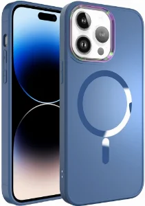 Apple iPhone 14 Pro (6.1) Kılıf Magsafe Wireless Şarj Özellikli Stil Kapak - Sierra Mavi