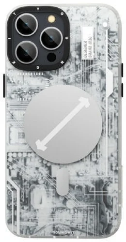 Apple iPhone 14 Pro (6.1) Kılıf Orjinal Lisanslı Magsafe Özellikli YoungKit Technology Serisi QC Kapak - Mavi