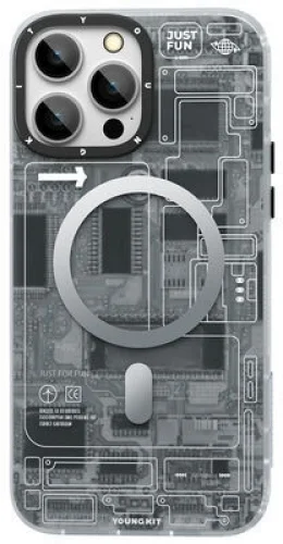 Apple iPhone 14 Pro (6.1) Kılıf Orjinal Lisanslı Magsafe Özellikli YoungKit Technology Serisi QC Kapak - Mor