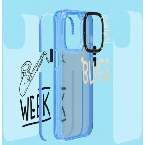 Apple iPhone 14 Pro (6.1) Kılıf Şeffaf Renkli Yazı Temalı Tasarım YoungKit Jazz Serisi Kapak - Siyah