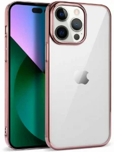 Apple iPhone 14 Pro (6.1) Kılıf Silikon Renkli Esnek Pixel Kapak - Rose Gold