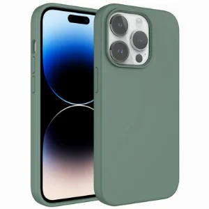Apple iPhone 14 Pro (6.1) Kılıf Sıvı Teknolojili Silinebilir Pastel Sert Zore Kivi Kapak - Koyu Yeşil