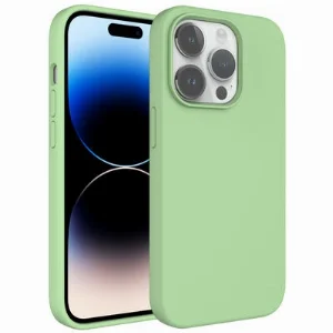 Apple iPhone 14 Pro (6.1) Kılıf Sıvı Teknolojili Silinebilir Pastel Sert Zore Kivi Kapak - Yeşil