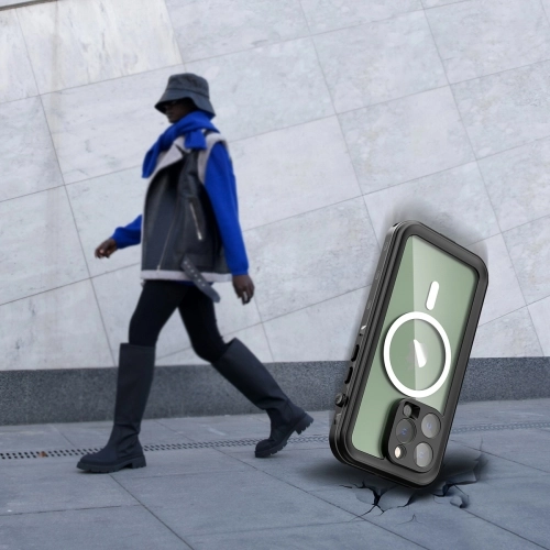 Apple iPhone 14 Pro (6.1) Kılıf Su Geçirmez Toza Dayanıklı IP68 Sertifikalı 360 Tam Koruma Kapak - Siyah